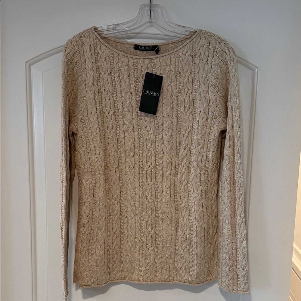 Lauren Ralph Lauren Tan Cable Knit Pullover